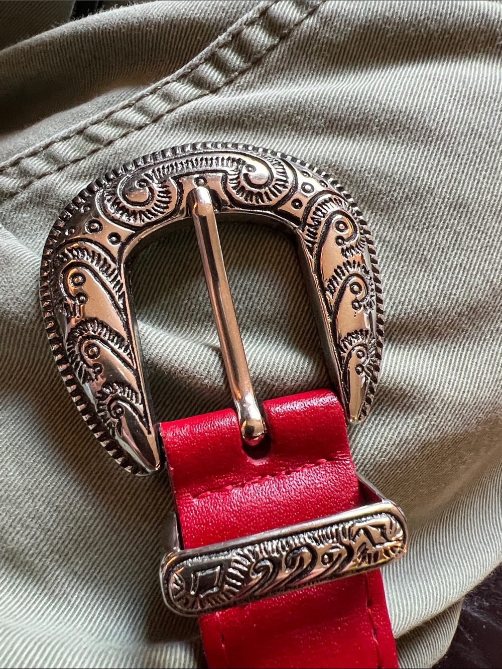 Milor Women’s Vintage Red Weave Leather Adjustable Belt Silver Western Buckle Sm - Picture 12 of 15